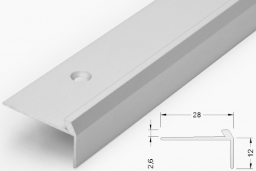 Stair nosing 2,6x12mm, alu silver matt, 300cm